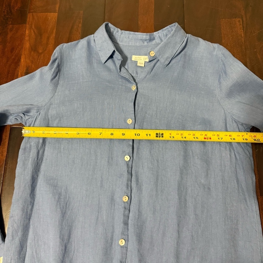 J. Jill Love Linen Essential Shirt Long Sleeve Button Up Women’s Size Small Blue - Picture 3 of 6